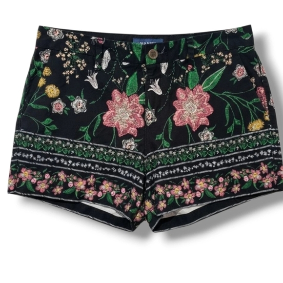 Old Navy Pants - Old Navy Women’s Black Floral Everyday Cotton Shorts – Size 4